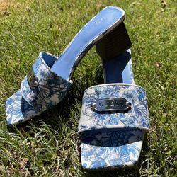 GUESS Floral Blue Block Heel