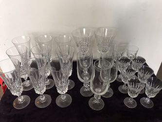 22 Asstd. Vintage Crystal wine glasses