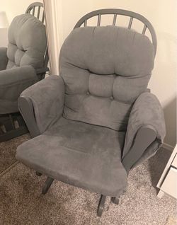 Gray Upholstered Glider Rocking Chair