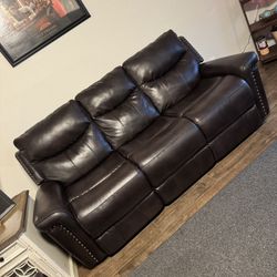 Reclining Leather Couch Set For Sale