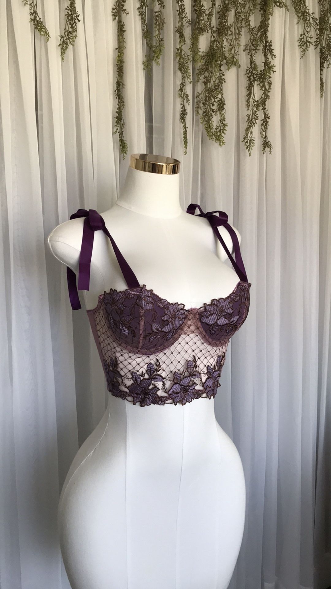 Purple Sheer Crop Corset Top Size M, L
