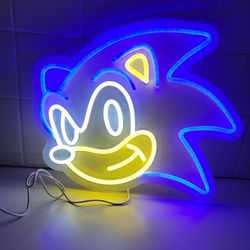 Sonic The Hedgehog LED Neon Style Hanging Light Bright Gaming Room Wall Decor