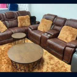 *Spring Sale Event!!!*---Stellar Santiago Brown Leather Reclining Sofa/Loveseat Sets---Now $999!!!---Delivery And Financing🫡