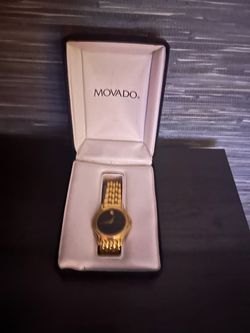 Movado Gold-Tone Watch with Black Dial