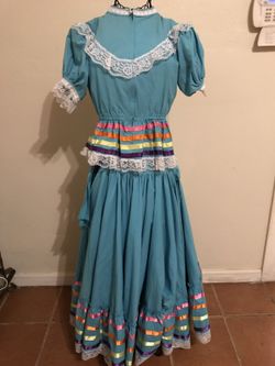 blue folklorico dress LONG LEOPARD PRINT DRESS