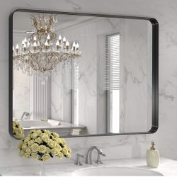 40X32 Inch Black Metal Framed Bathroom