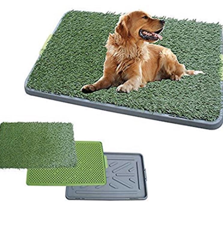"Indoor Outdoor Large 3 Layer Puppy Dog Toilet Training Mat Potty Zoom Park Turf Tray Loo Pad 17""X27"" Dog Artificial Grass"