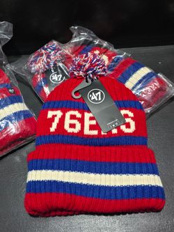 Philadelphia 76ers '47 Red Bering Cuffed Knit Hat with Pom Brand New With Tags