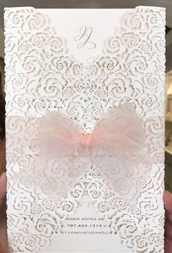 Lasercut wedding invitation & ribbon