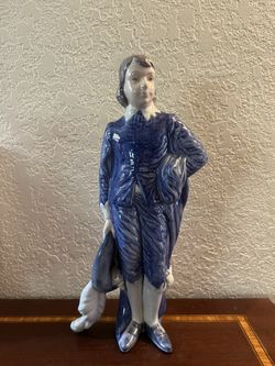 Vintage Holland Mold Blue Boy Ceramic Figurine Statue 12 Inch Tall