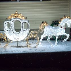 Cinderella Horse & Carriage, Deer, Sleigh, Candy Canes Christmas Decorations LED Outdoors 