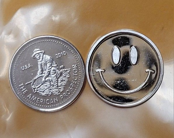 2g Silver Bundle [1g] Happy Face Polished Round + [1g] Pure Silver Prospector Round 