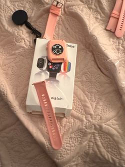 Pink Smartwatch with Extra Bands and Charger