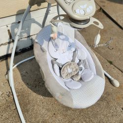 Ingenuity InLighten Baby Swing - Easy-Fold Frame, Swivel Infant Seat, Lights (Unisex)