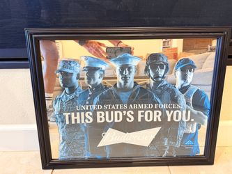 Budweiser Armed Forces Framed Mirror Sign