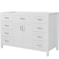 Assess New 47" Solid Wood Frame Bathroom Vanity Base Only Cabinet with Soft-Closing Drawers Doors