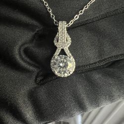 New Moissanite 10H10A Pendant Necklace 1CT,18K White Gold Plated Sterling silver