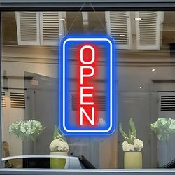 NEW LED Open Neon Sign Business 16’’x 9’’ Vertical Light up Sign with ON/OFF Switch Window Bar Cafe Restaurant Hotel Florists Club Barbershop Supermar