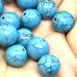 Lot Of 32 12mm Turquoise Beads