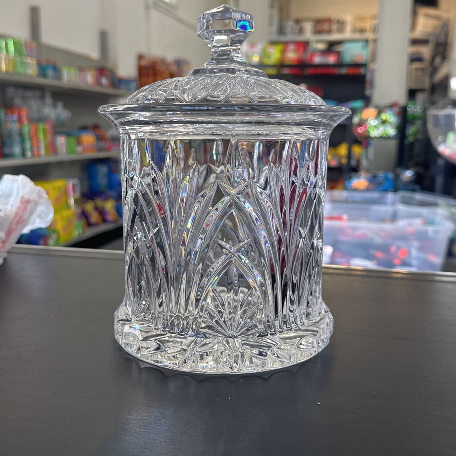 Crystal Biscuit Barrel With Lid