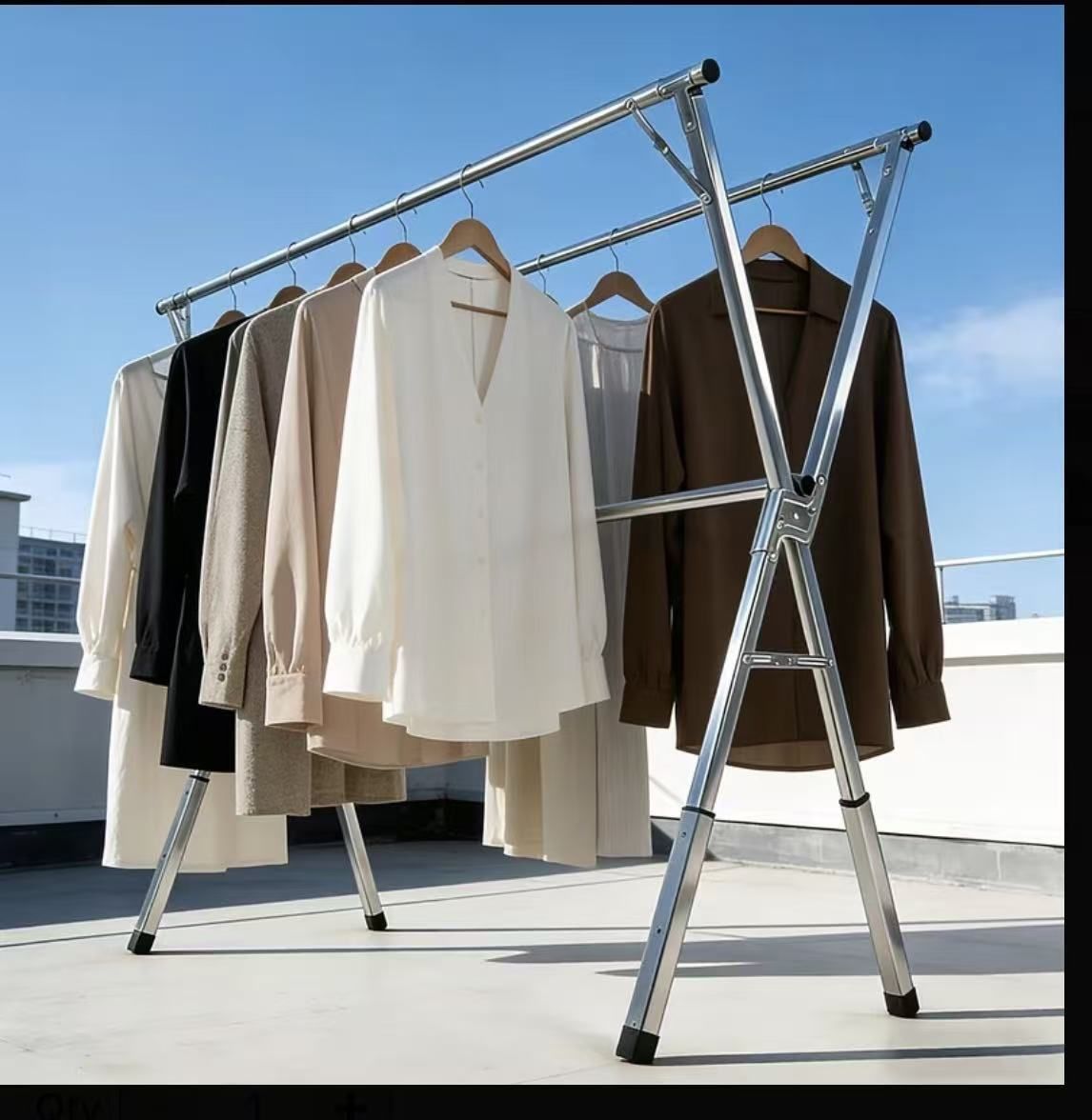 New! Foldable Clothes Drying Rack Outdoor Indoor, Drying Rack Clothing Collapsible, Adjustable Laundry Drying Rack, Heavy Duty Stainless Steel Clothes