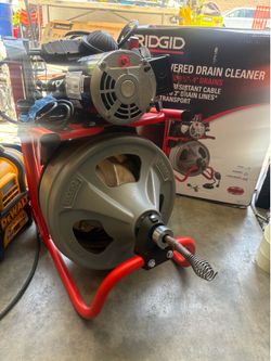 K-400 Drain Cleaning Snake Auger 120-Volt Drum Machine with C-32IW 3/8 in. x 75 ft. Cable + 4-Piece Tool Set & Gl