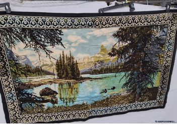 Tapestry Mountain Scene Made In TURKEY - cotton