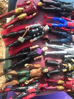 Collectible DC and Marvel 12 inch figurines everything goes for $75 package deal