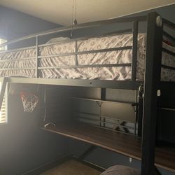 Full Size Bed With Desk/ Mattress Not Included 
