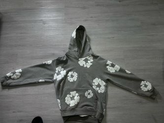 Grey denim tear hoodie size large