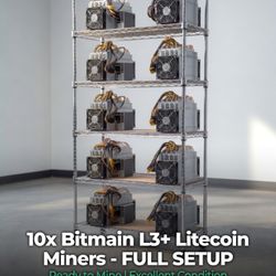 10x Bitmain Antminer L3+ 504 MH/s Scrypt Miners + All PSUs – Cleaned & Tested – Henderson