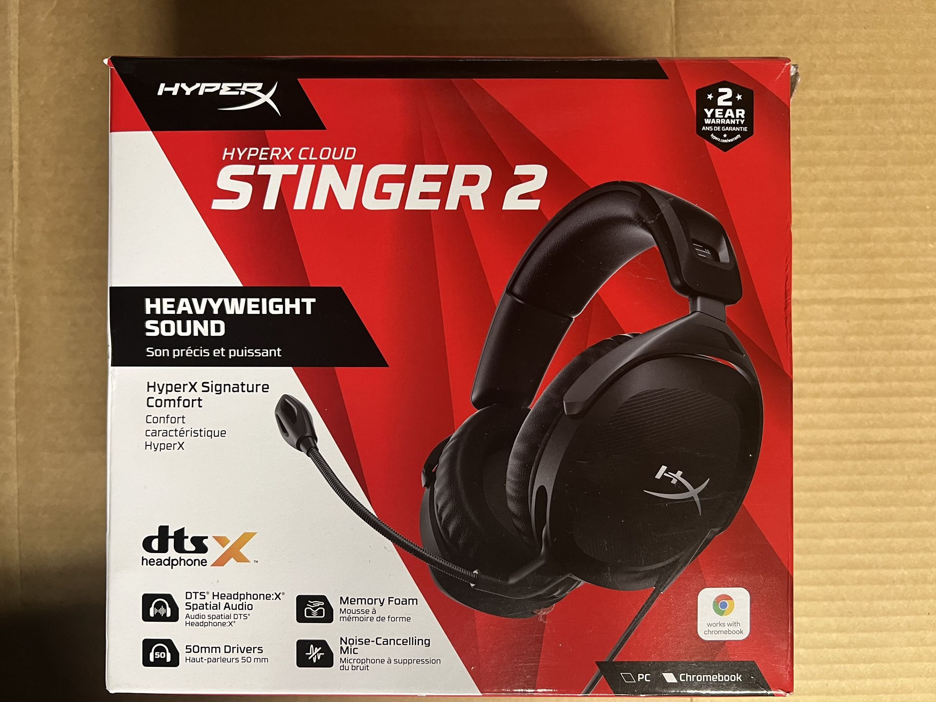 HyperX Cloud Stinger 2 Gaming Headset Mic DTS Black PC Headphone X Spatial Audio