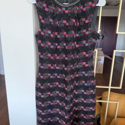 Trina Turk Sexy Black Red Blue Tweed Shift Dress