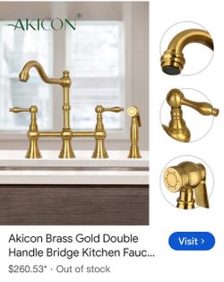 Akicon Brass Gold Bridge Kitchen Faucet *** NO SIDE SPRAYER ***