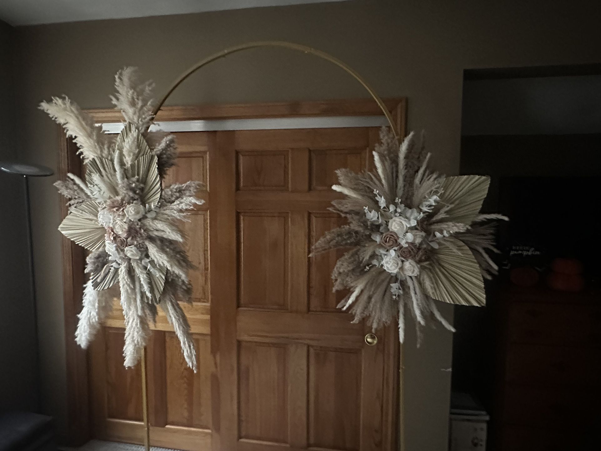 Boho Pampas Grass & Palm Leaf Arch Arrangement Set