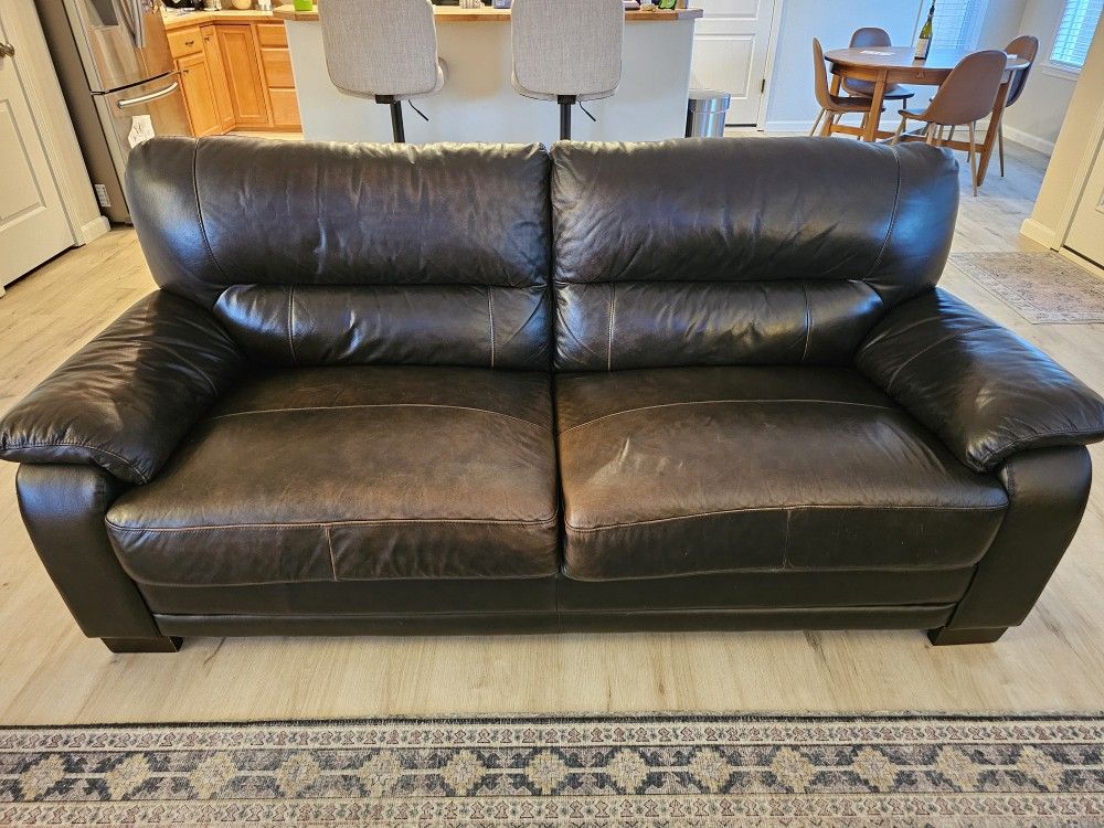Brown Leather Couch Set