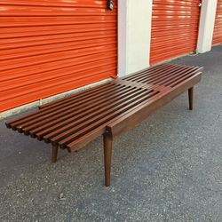 Vintage Mid Century Modern Extendable Slat Coffee Table or Bench Made in Japan