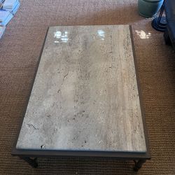 Metal and stone coffee table
