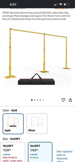 EMART Backdrop Stand Heavy Duty 8.9ftx20ft, Adjustable Pipe and Drape Photo Background Support Kit, Metal Frame with Flat Base for Wedding Birthday Pa