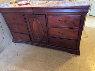 Cherry Wood Dresser with Center Cabinet