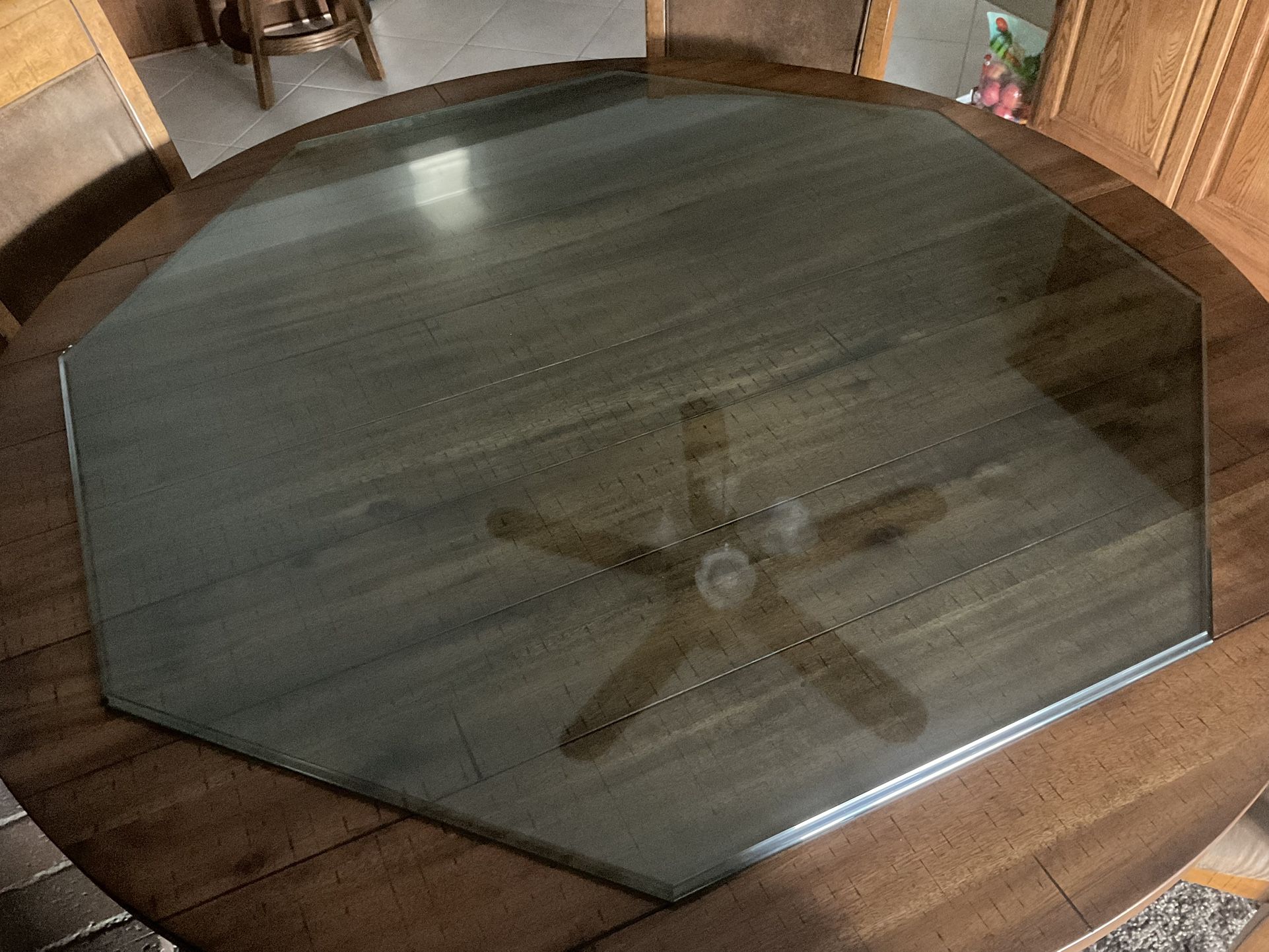 Octagonal custom tempered glass tabletop