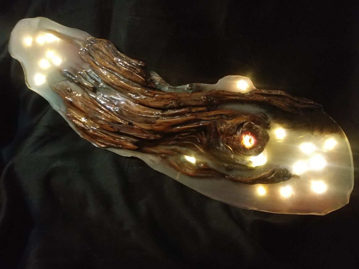 Epoxy resin and 300 year old driftwood lamp sculpture sea beast