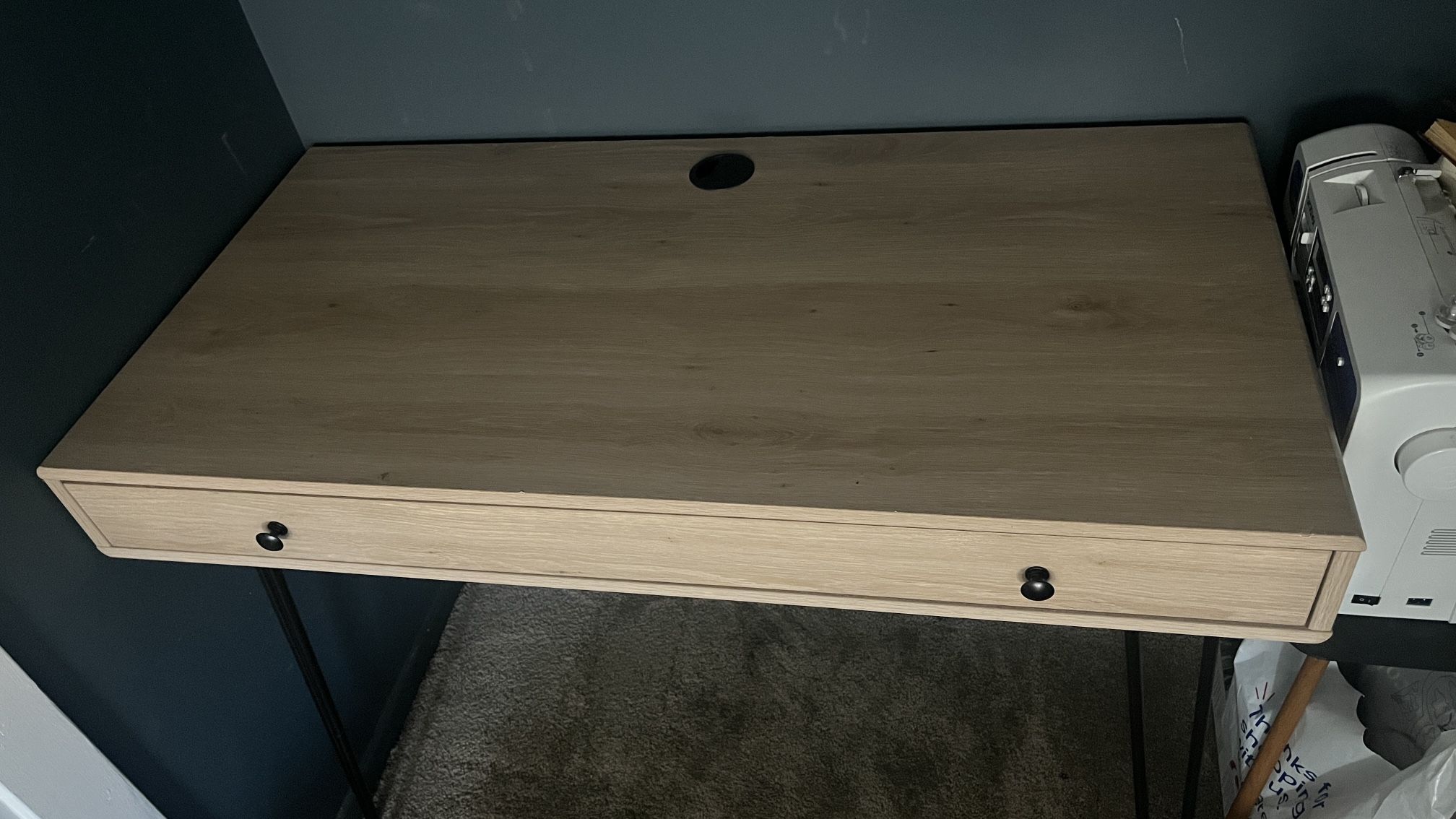 Realspace® Callay 42"W Writing Desk, Blonde Oak/Black