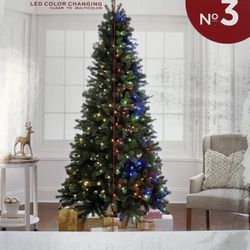 7.5 FT PRE LIT LED ,COLOR CHANGING XMAS TREE. VERY EASY TO ASSEMBLE. CLEAN , NO SMOKING ,NO PETS HOME. USED FOR ONE SEASON ONLY. $80.00 OR BEST OFFER 