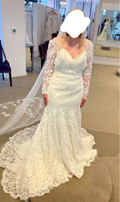 Long Sleeve Lace Wedding Dress with Veil - never worn