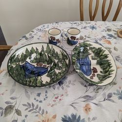Navi " Bear And Pine " Ceramic Dishes