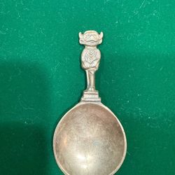 Rare Vintage Collector’s Metal Spoon – Goblin/Elf Handle – Heavy Solid Cast