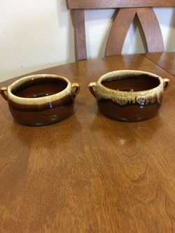 York vintage ovenproof drip glaze stoneware bowls