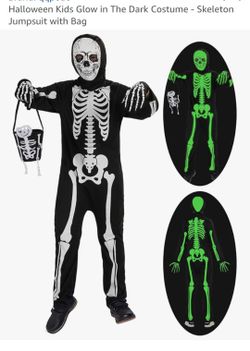Glow In Dark Childs Halloween Skeleton Costume