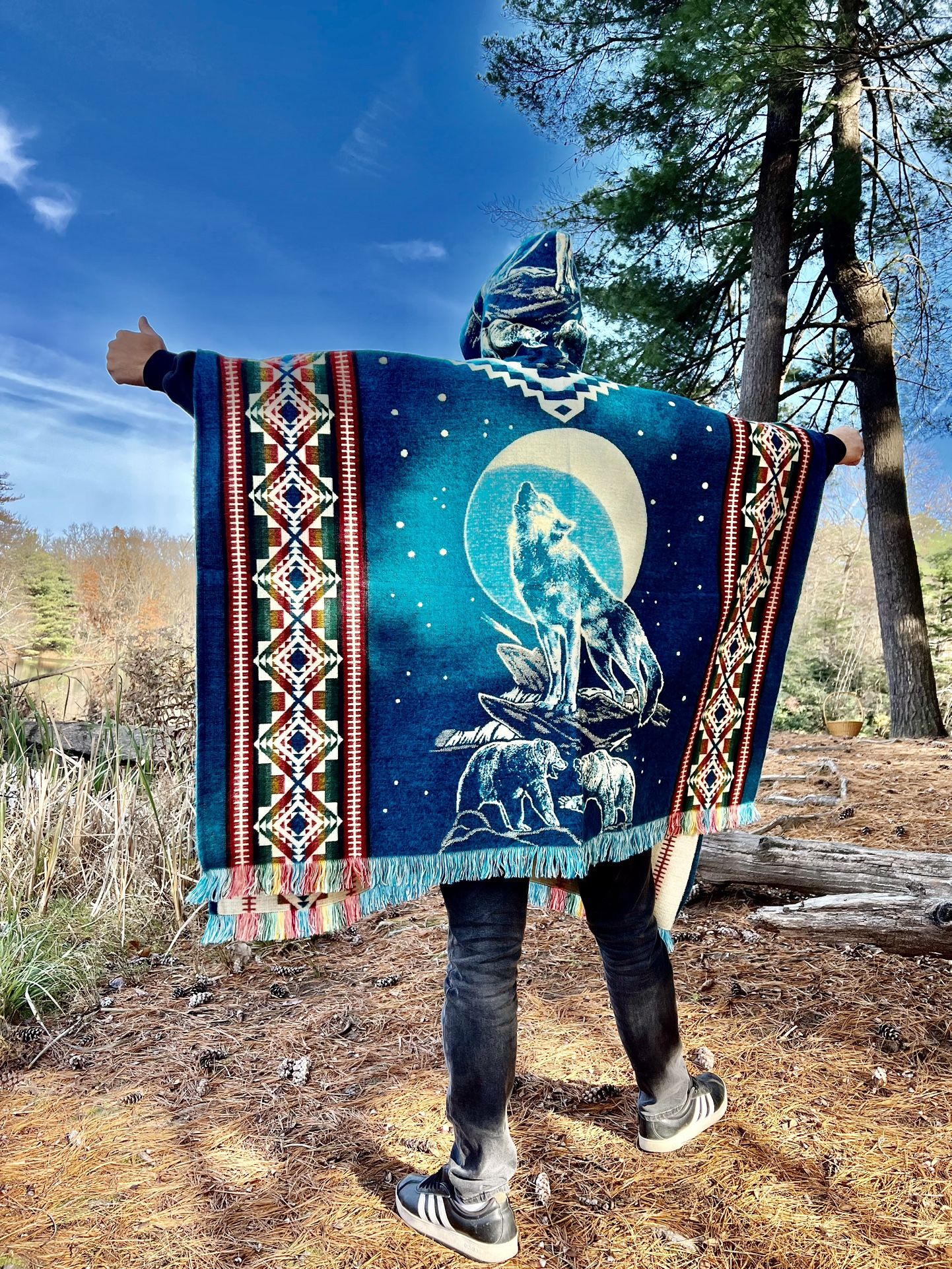 Alpaca Wool Poncho Wolf